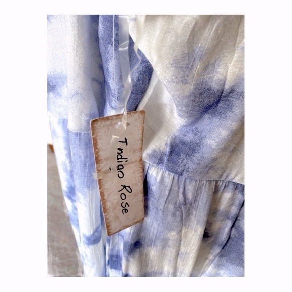 INDIGO ROSE TIE DYE BOHO FLOWY MAXI DRESS LINED BLUE & WHITE SIZE 2X NWT - Picture 7 of 10